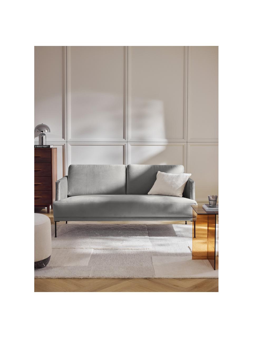 Samt-Sofa Fluente (2-Sitzer), Bezug: Samt (Hochwertiger Polyes, Gestell: Massives Kiefernholz, Samt Grau, B 166 x T 85 cm