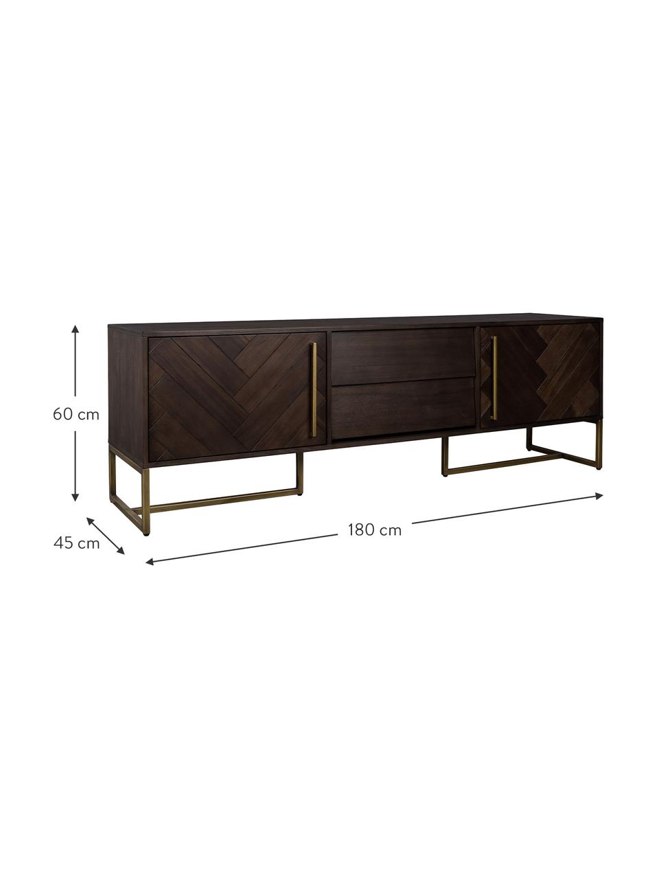 Buffet à motif chevrons plaqué acacia Class, Bois, larg. 180 x haut. 60 cm
