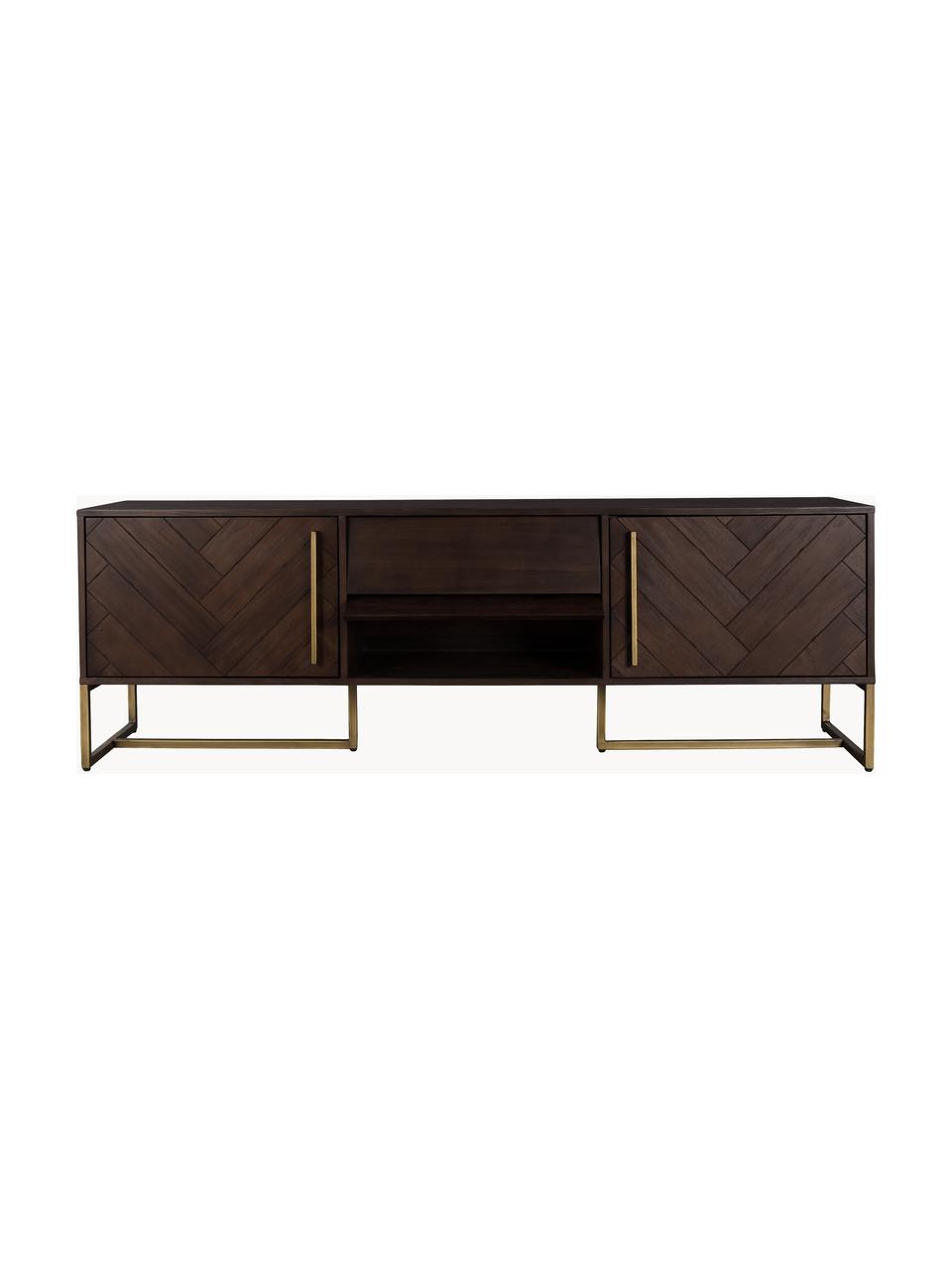 Credenza bassa a spina di pesce con finitura in legno di acacia Class, Legno, Larg. 180 x Alt. 60 cm