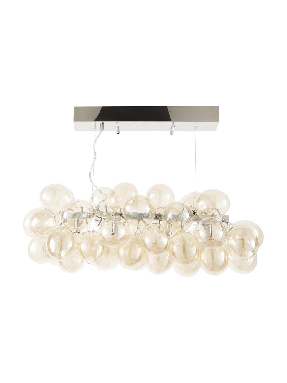 Lampada a sospensione con sfere di vetro Gross Bar, Baldacchino: nichel cromato, Ambrato, Larg. 80 x Alt. 36 cm
