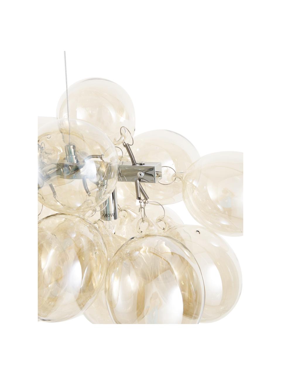Große Glaskugel Pendelleuchte Gross Bar, Baldachin: Nickel, verchromt, Beige, transparent, B 80 x H 36 cm