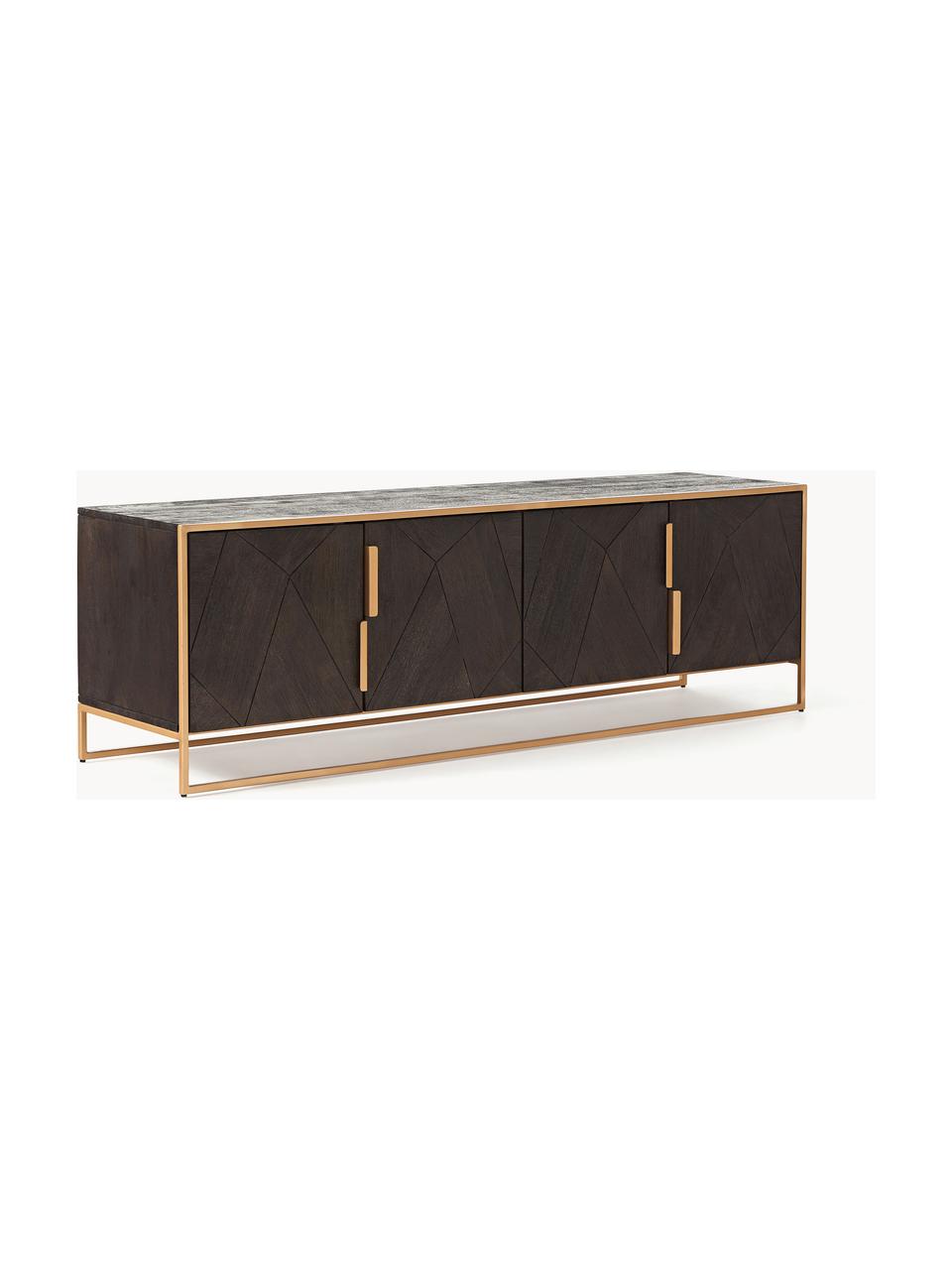 Credenza bassa in legno di mango Harry, Legno di mango, dorato, Larg. 175 x Alt. 45 cm