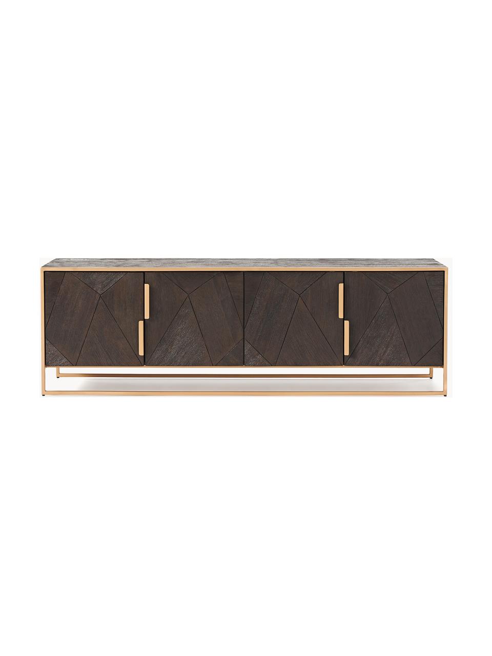 Wave - Credenza bassa in legno di mango intarsiato, stile vintage