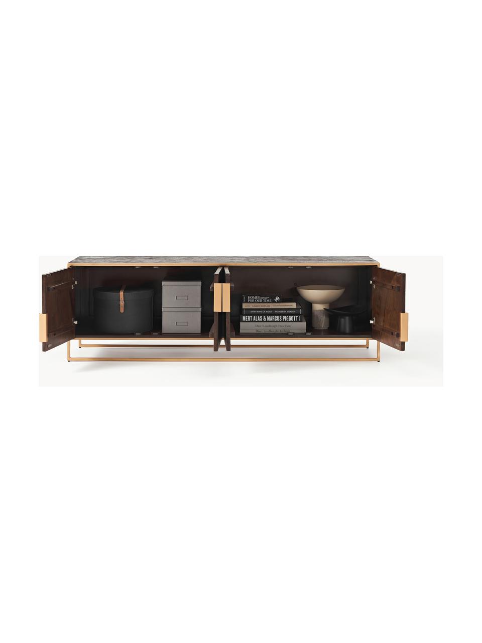 Credenza bassa in legno di mango Harry, Legno di mango, dorato, Larg. 175 x Alt. 45 cm