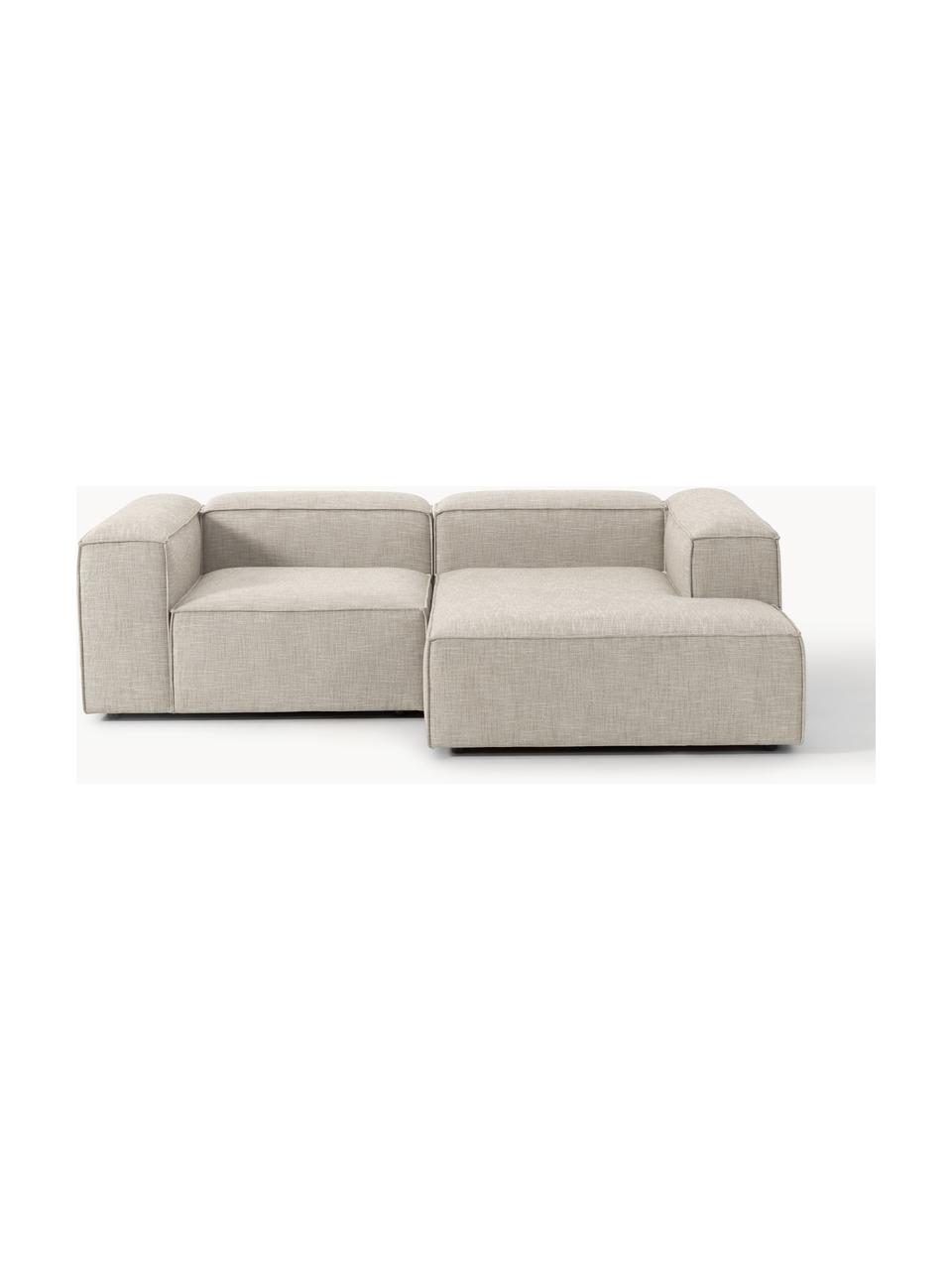 Modulares Ecksofa Lennon aus Leinen-Mix, Bezug: 50 % Viskose, 25 % Leinen, Gestell: Fichtenholz, Sperrholz, m, Füße: Kunststoff Dieses Produkt, Leinen-Mix Grau, B 238 x T 180 cm, Eckteil links