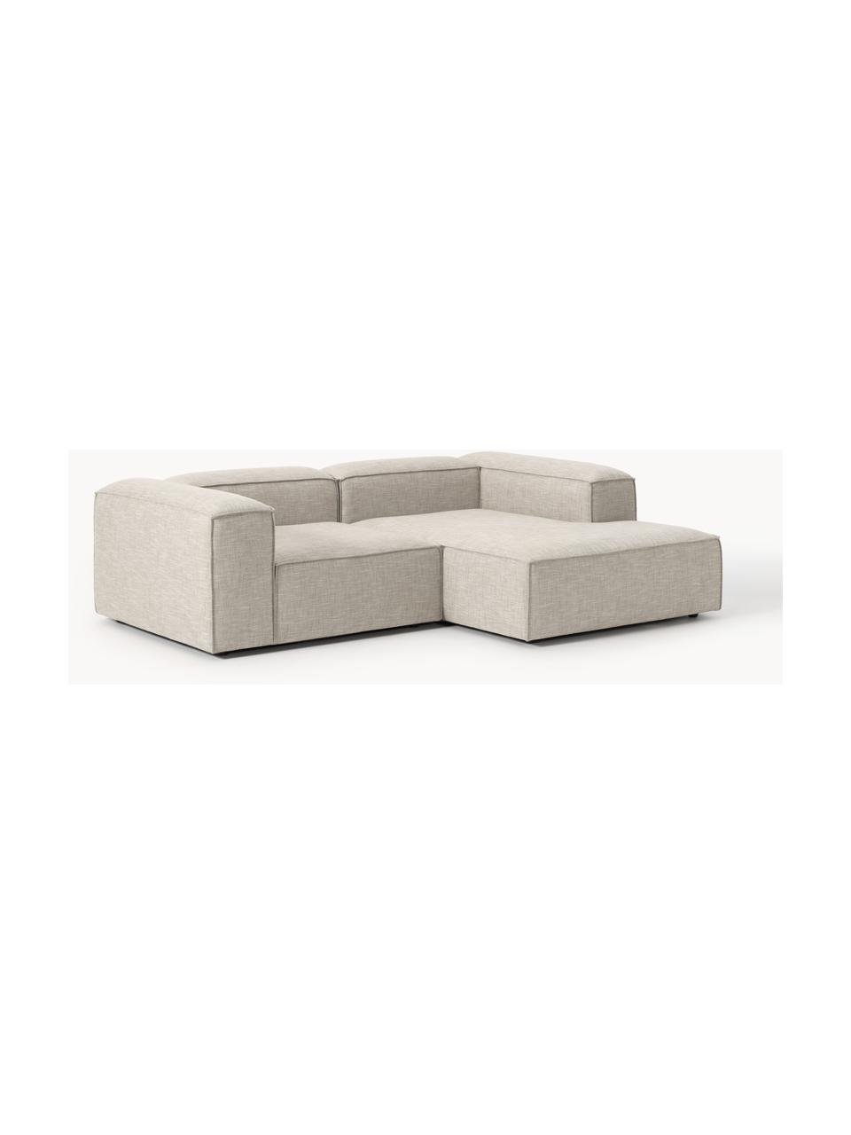 Modulares Ecksofa Lennon aus Leinen-Mix, Bezug: 50 % Viskose, 25 % Leinen, Gestell: Fichtenholz, Sperrholz, m, Füße: Kunststoff Dieses Produkt, Leinen-Mix Grau, B 238 x T 180 cm, Eckteil links