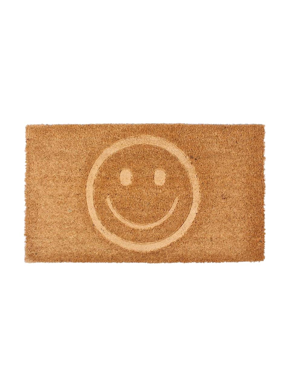 Deurmat Smile, Bovenzijde: kokosvezels, Onderzijde: PVC, Bruin, 40 x 70 cm