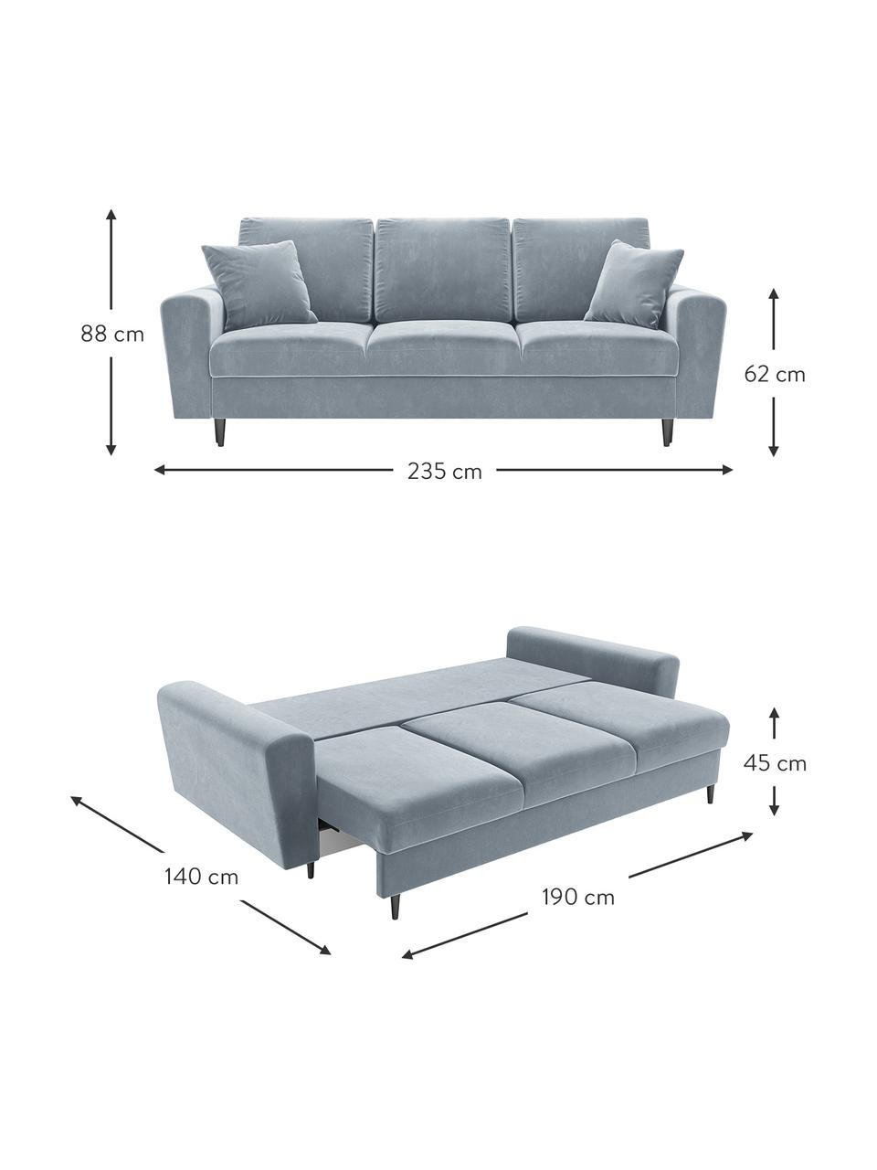 Sofá cama de terciopelo Moghan (3 plazas), con espacio de almacenamiento |  Westwing