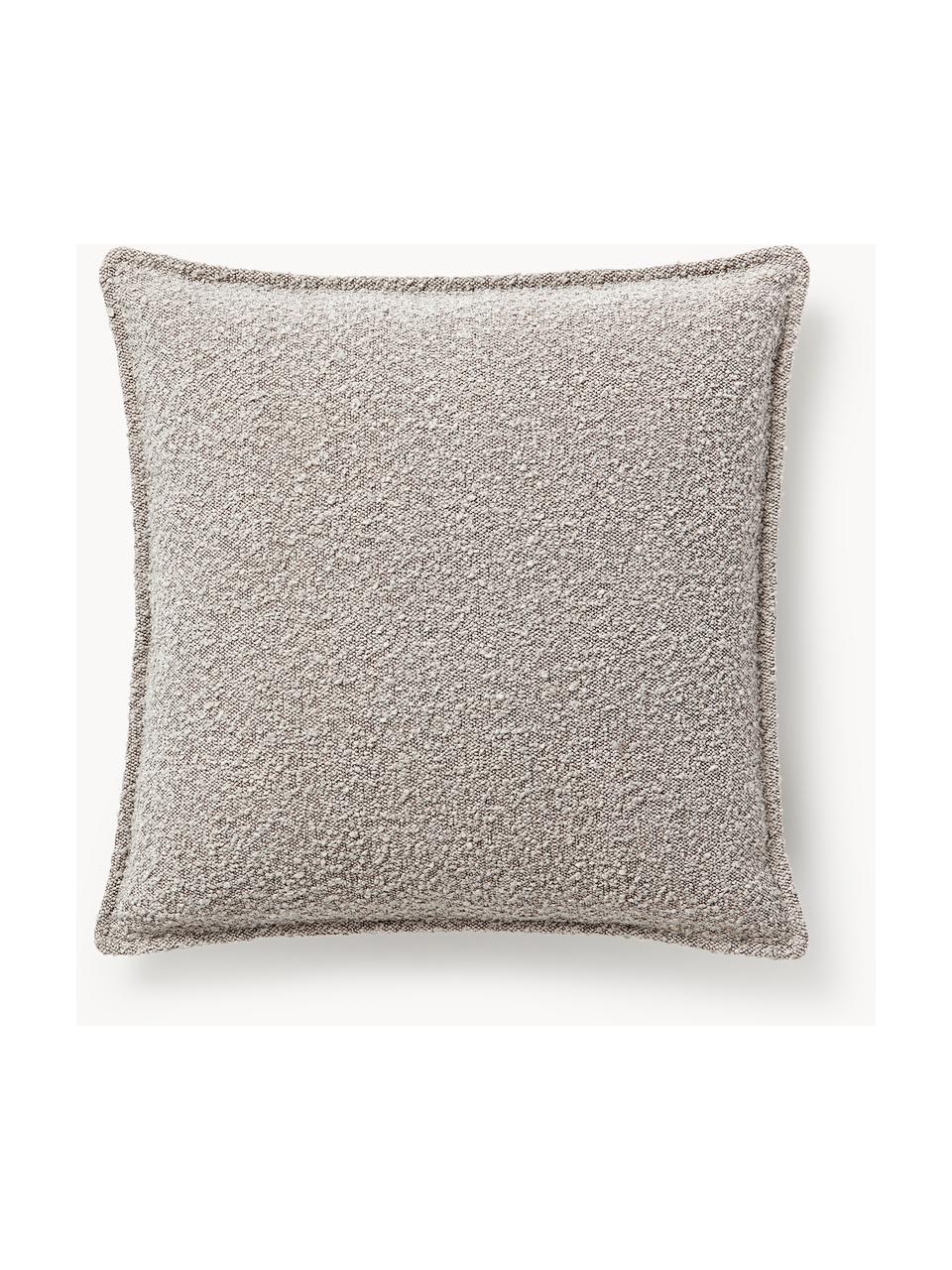 Coussin canapé en tissu bouclé Lennon, Bouclé taupe, larg. 70 x long. 70 cm