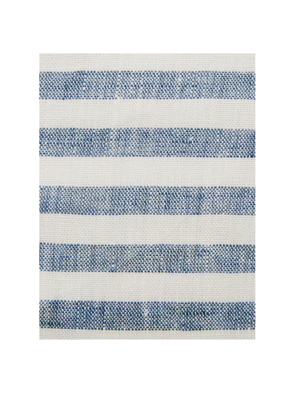 Gestreifter Leinen-Tischläufer Solami, Leinen, Hellblau, Weiß, 40 x 150 cm