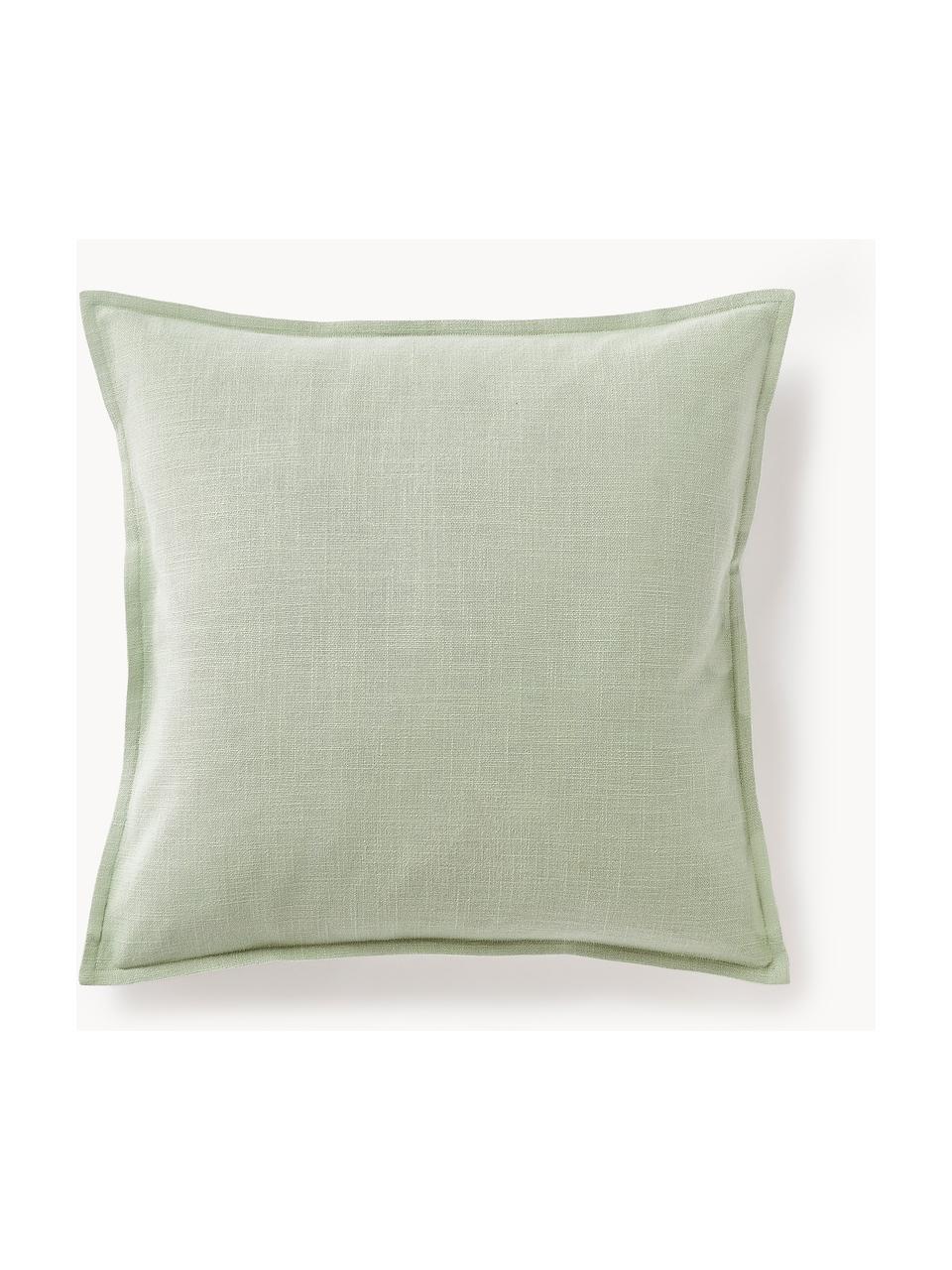 Housse de coussin 50x50 en coton Vicky, 100 % coton bio, Vert sauge, larg. 50 x long. 50 cm