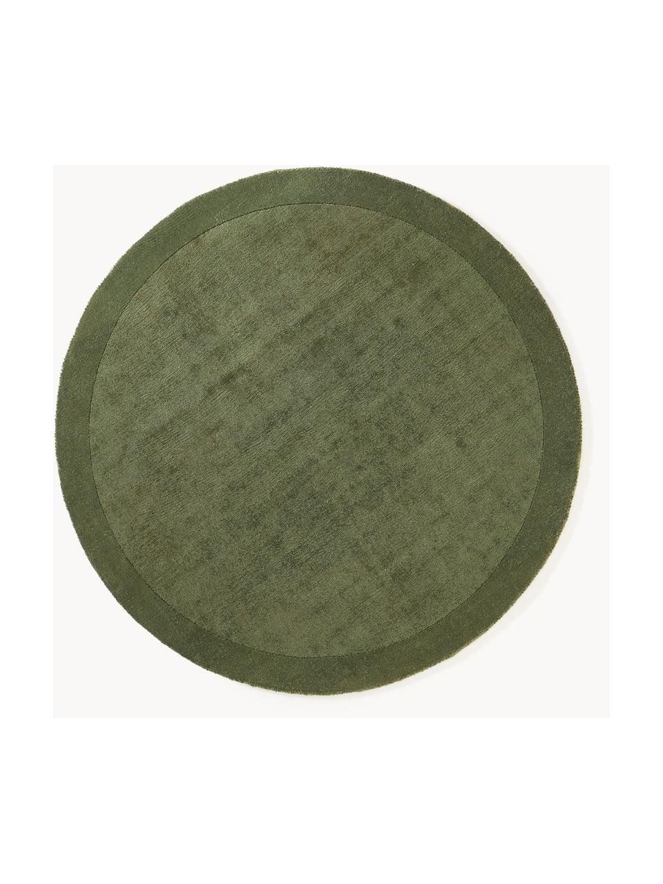 Rond laagpolig vloerkleed Kari, 100% polyester, GRS-gecertificeerd, Donkergroene tinten, Ø 150 cm (maat M)