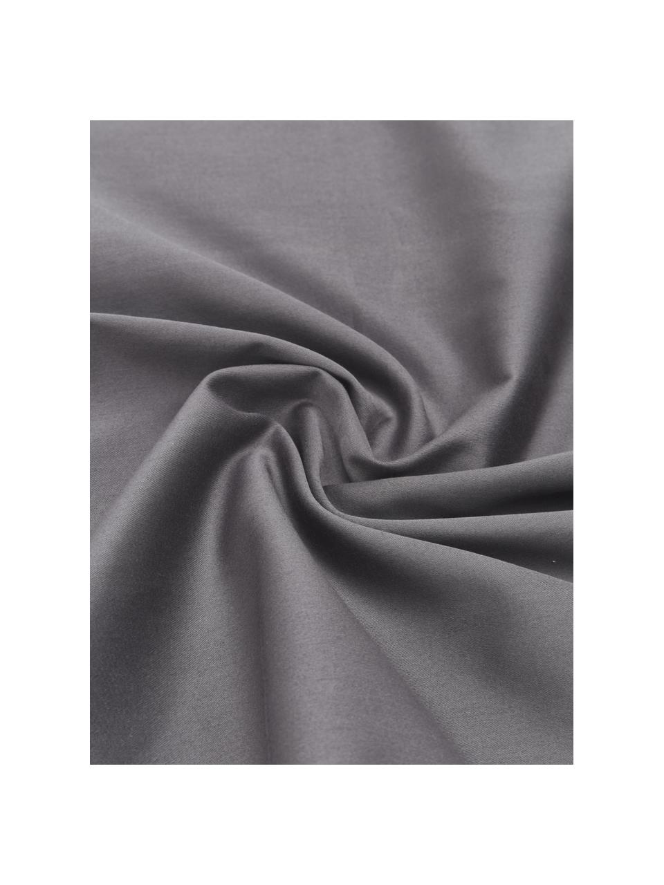 Parure copripiumino in raso di cotone grigio scuro con orlo rialzato Premium, Grigio scuro, 255 x 200 cm + 2 federe 50 x 80 cm