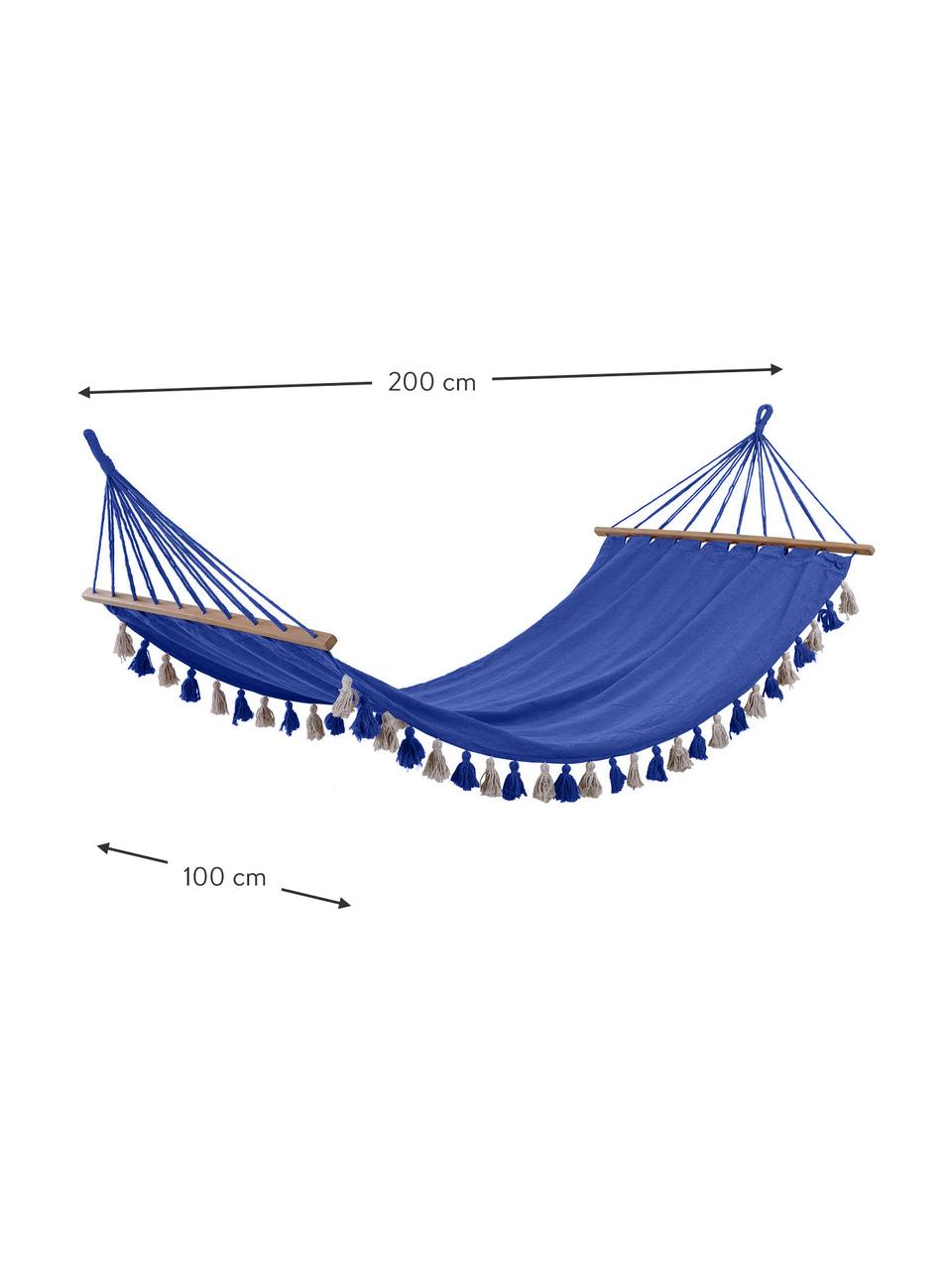 Závesné ležadlo so strapcami Beach, 65 %  bavlna, 35 %  polyester, Modrá, Š 100 x D 200 cm