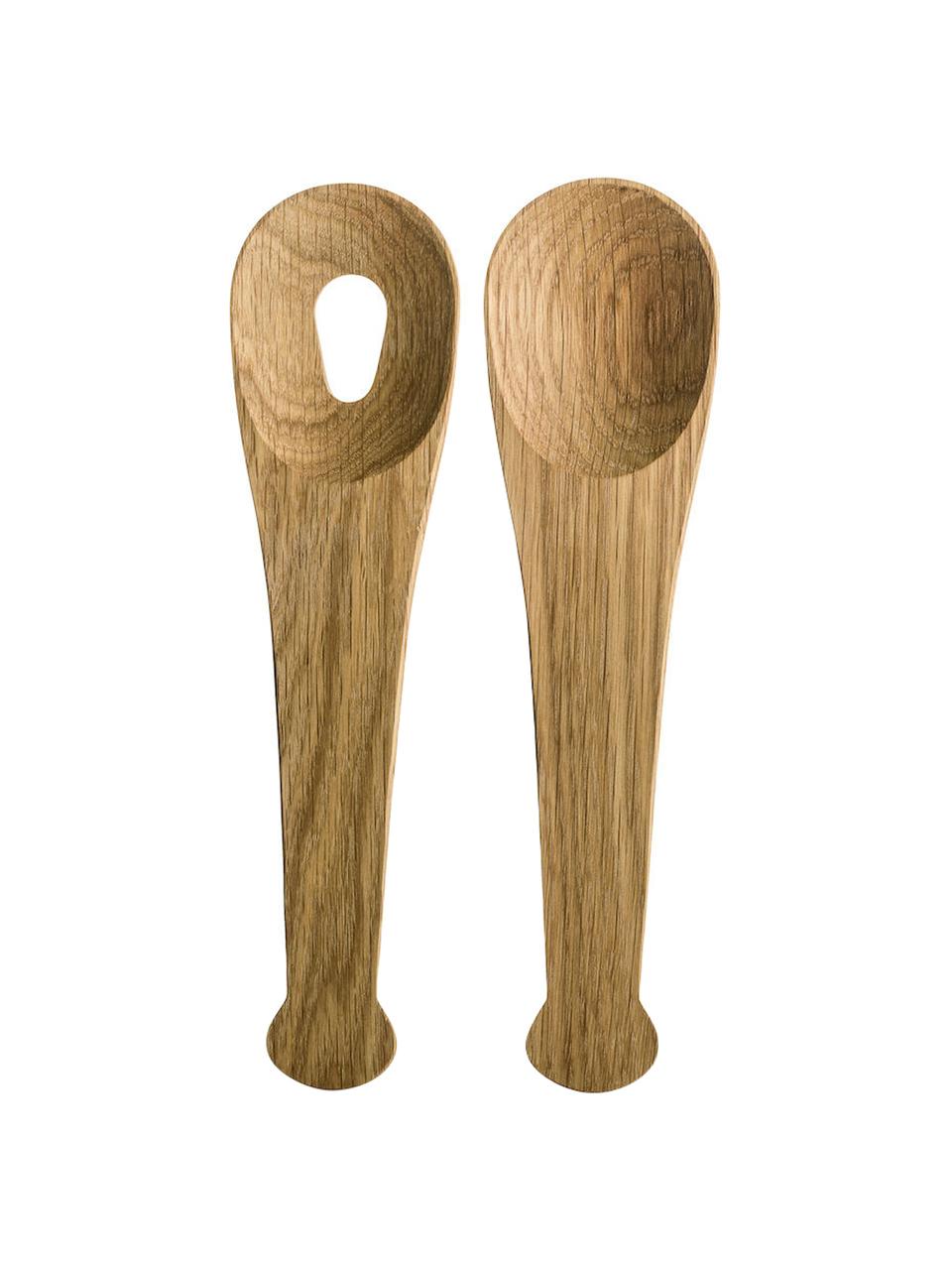 Cubiertos para ensalada de madera de roble Henny, 2 pzas., Madera de roble, Roble, L 24 cm