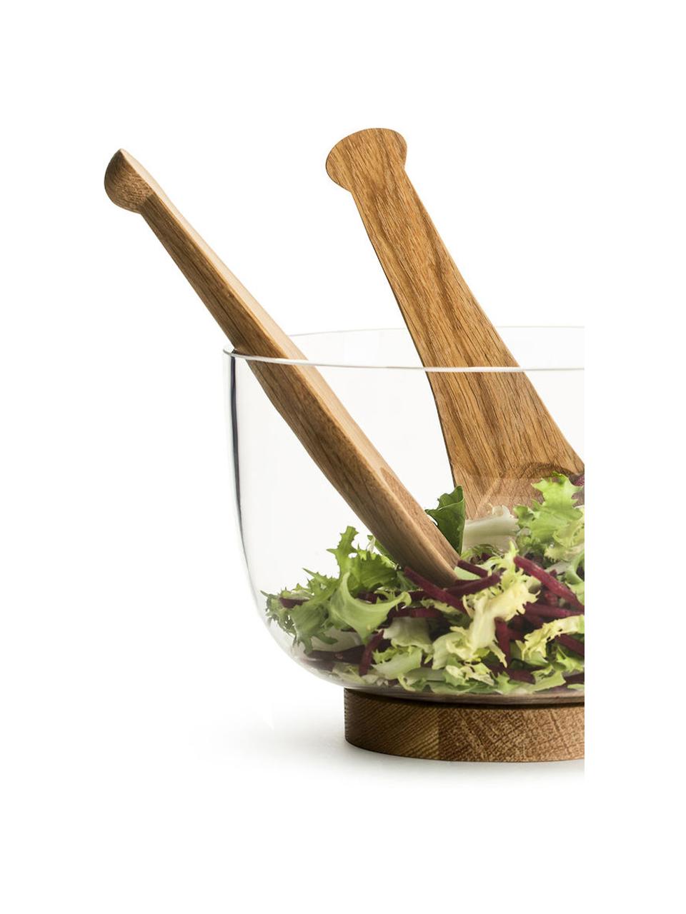 Cubiertos para ensalada de madera de roble Henny, 2 pzas., Madera de roble, Roble, L 24 cm