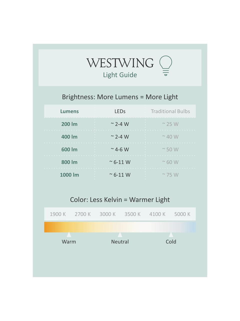 Lampadina E27, luce regolabile, bianco caldo, 1 pz, Lampadina: vetro, Base lampadina: alluminio, Bianco, Ø 15 x Alt. 19 cm