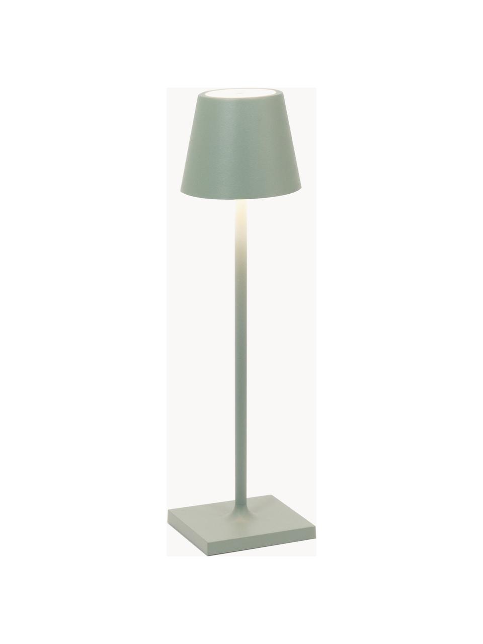 Lampada da tavolo portatile a LED con luce regolabile Poldina, Lampada: alluminio rivestito, Verde salvia opaco, Ø 11 x Alt. 38 cm