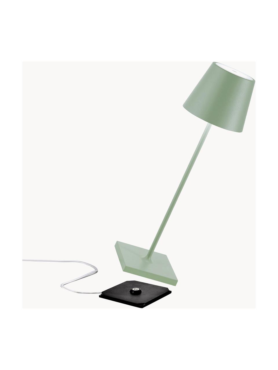 Mobile LED-Tischlampe Poldina, dimmbar, Salbeigrün, matt, Ø 11 x H 38 cm