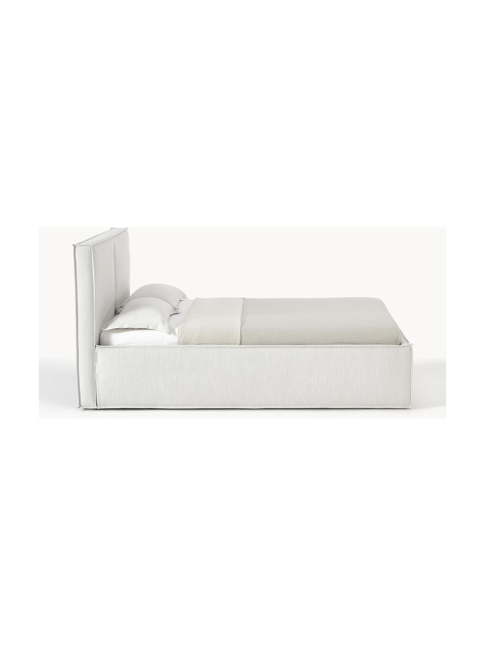 Łóżko tapicerowane Dream, Tapicerka: poliester (tkanina strukt, Korpus: lite drewno sosnowe z cer, Greige tkanina, S 180 x D 200 cm