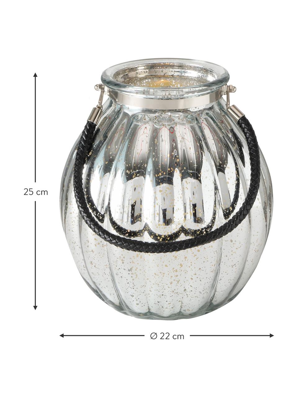 Svícen ze zrcadlového skla Tubby, Stříbrná, černá, Ø 22 cm, V 25 cm