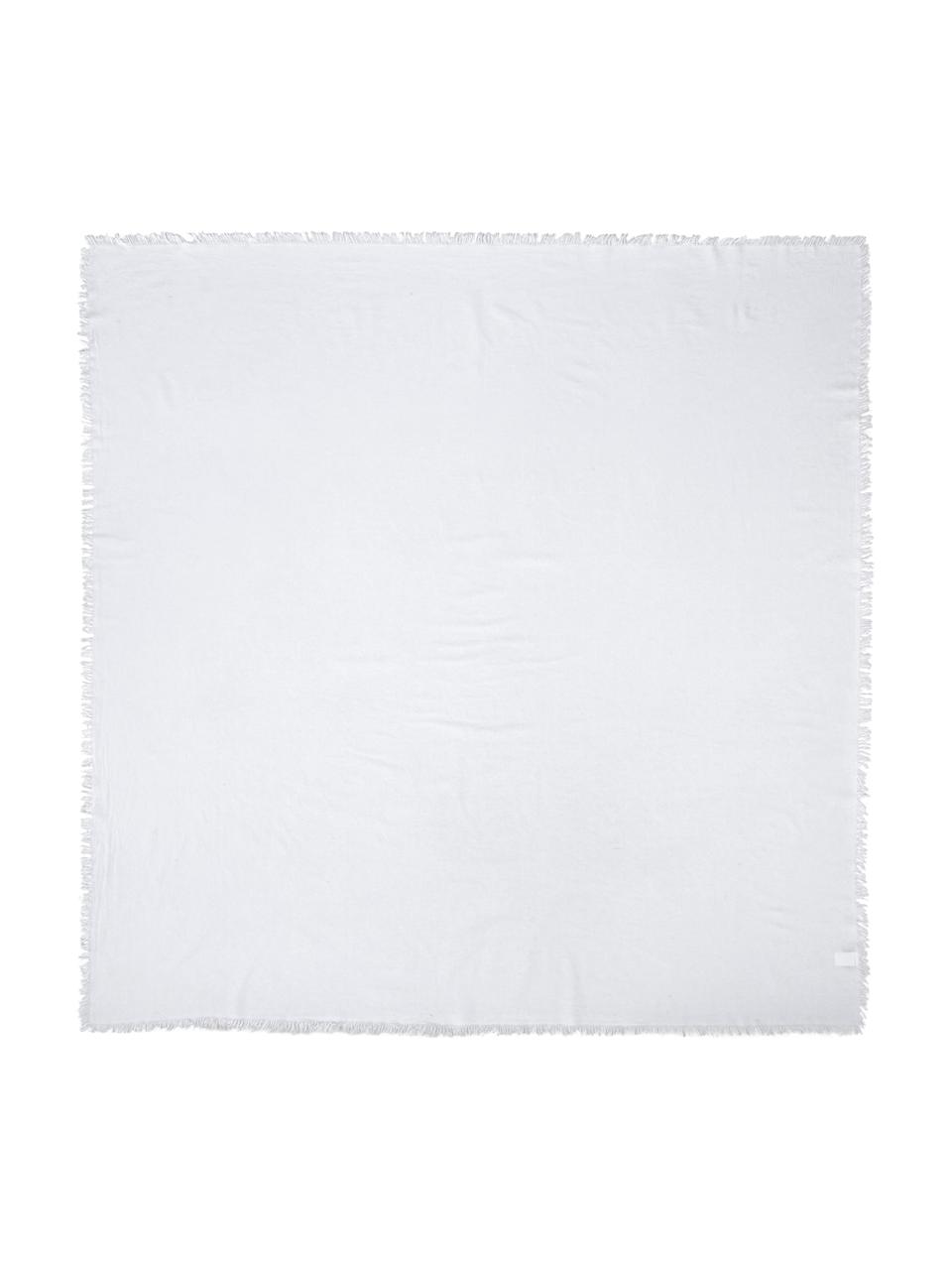 Katoenen tafelkleed Nalia met franjes, 100% katoen, Wit, Voor 6 - 8 personen (B 160 x L 250 cm)
