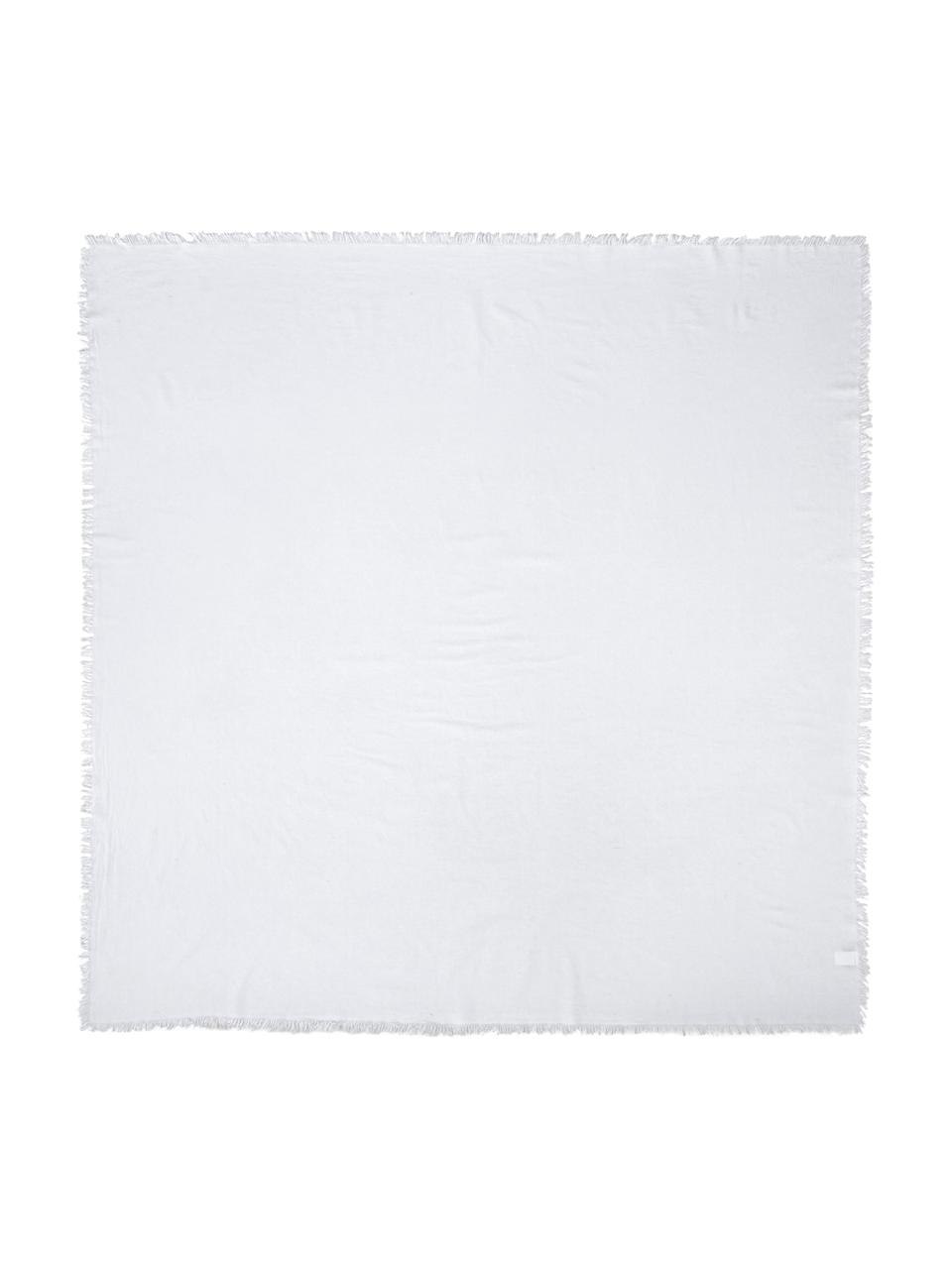 Mantel con flecos Nalia, 100% algodón, Blanco, De 6 a 8 comensales (L 250 x An 160 cm)