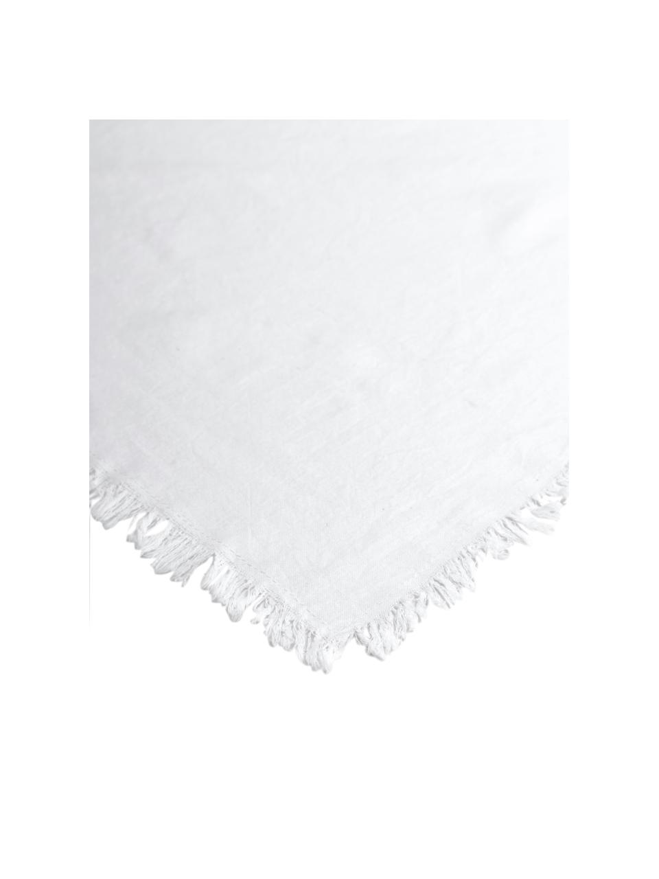 Katoenen tafelkleed Nalia met franjes, 100% katoen, Wit, Voor 6 - 8 personen (B 160 x L 250 cm)