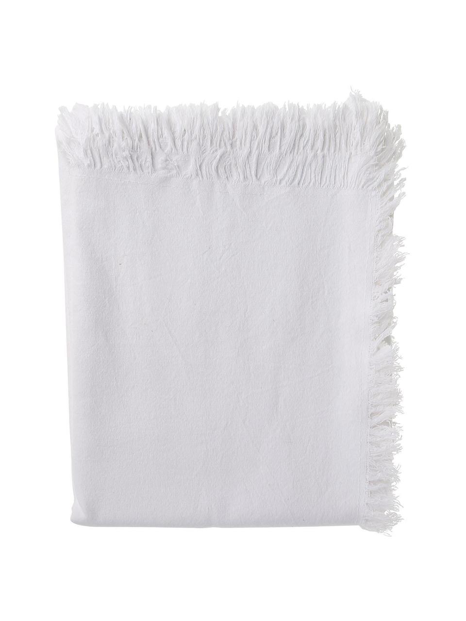 Mantel de algodón con flecos Nalia, 100% algodón, Blanco, De 6 a 10 comensales (An 160 x L 260 cm)