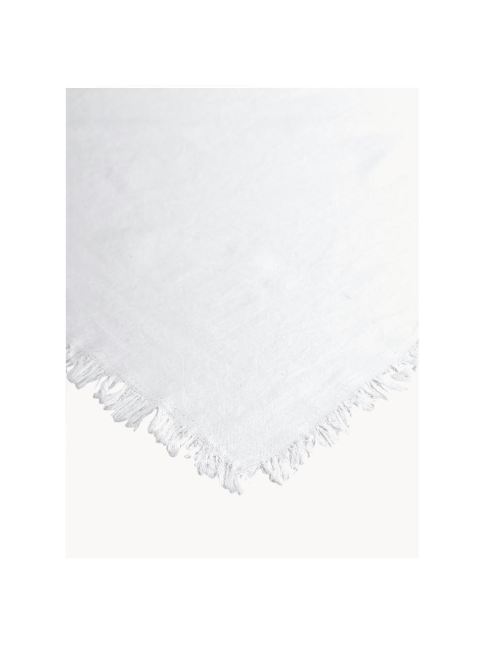 Tafelkleed Nalia met franjes, 100% katoen, Wit, 6-8 personen (L 250 x B 160 cm)