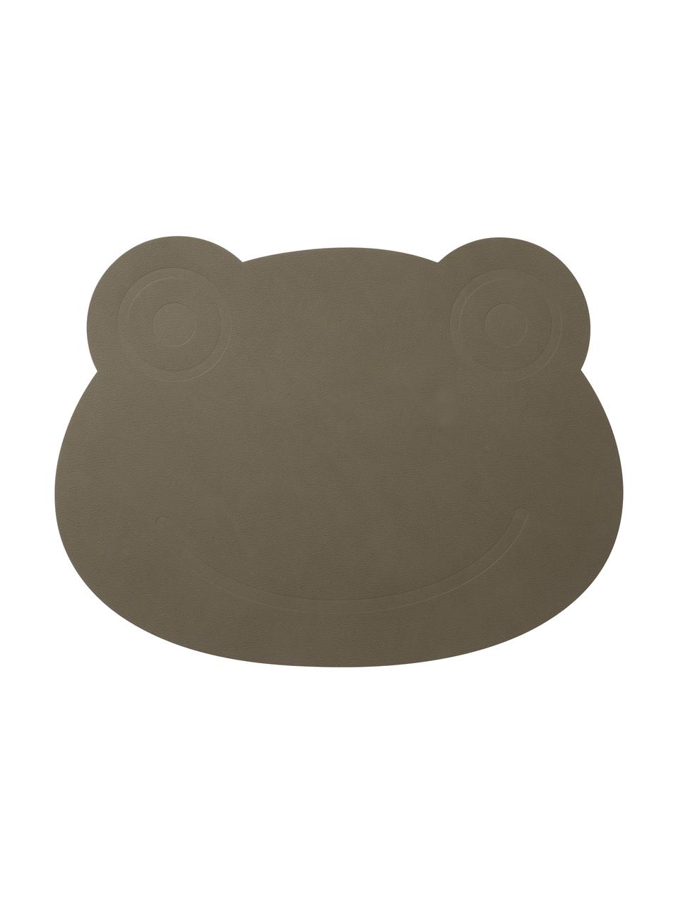 Leder-Tischset Frog in Graugrün, Leder, Gummi, Graugrün, B 38 x L 28 cm