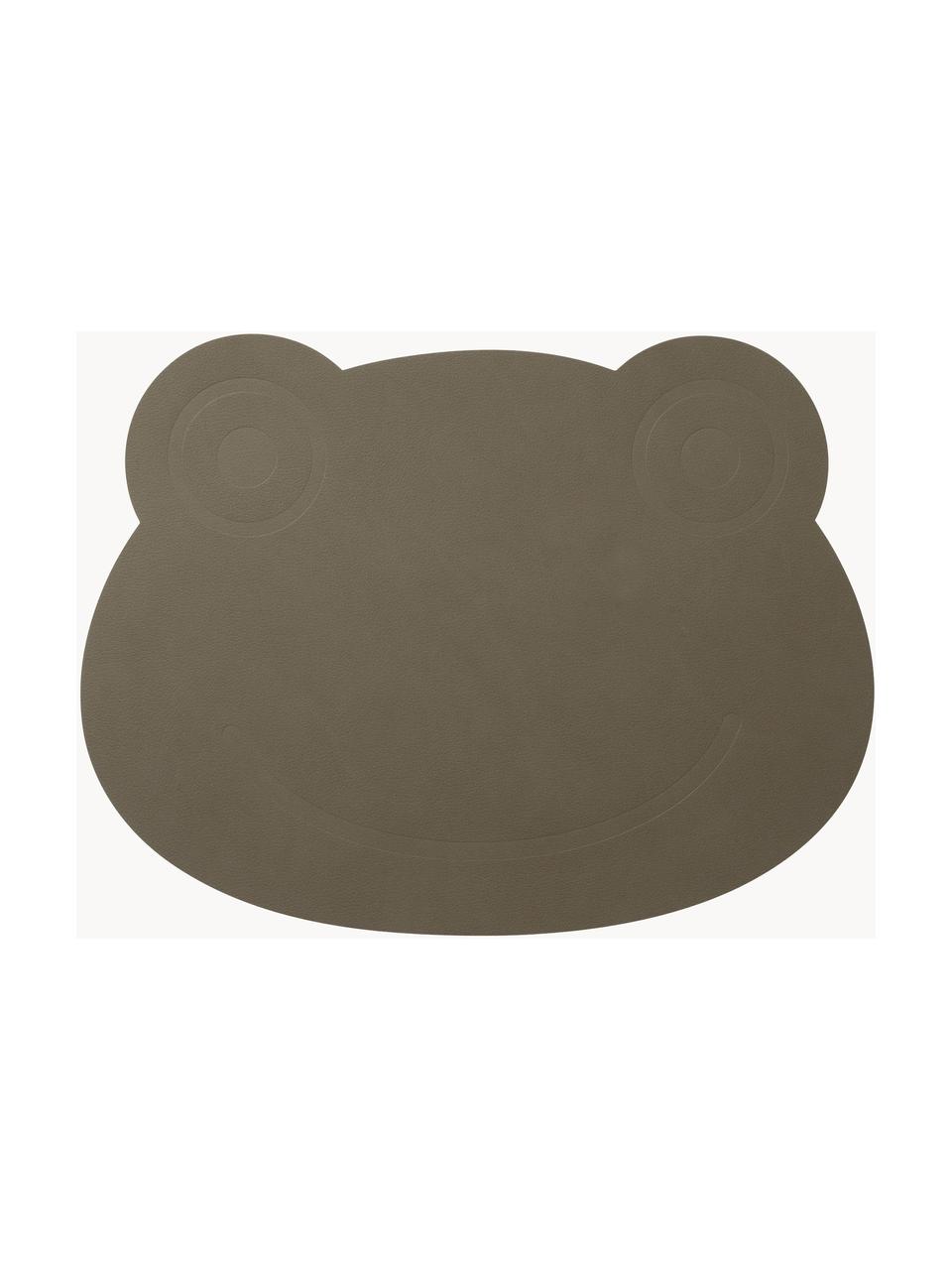 Leren placemat Frog, Leer, rubber, Grijsgroen, B 38 x L 28 cm