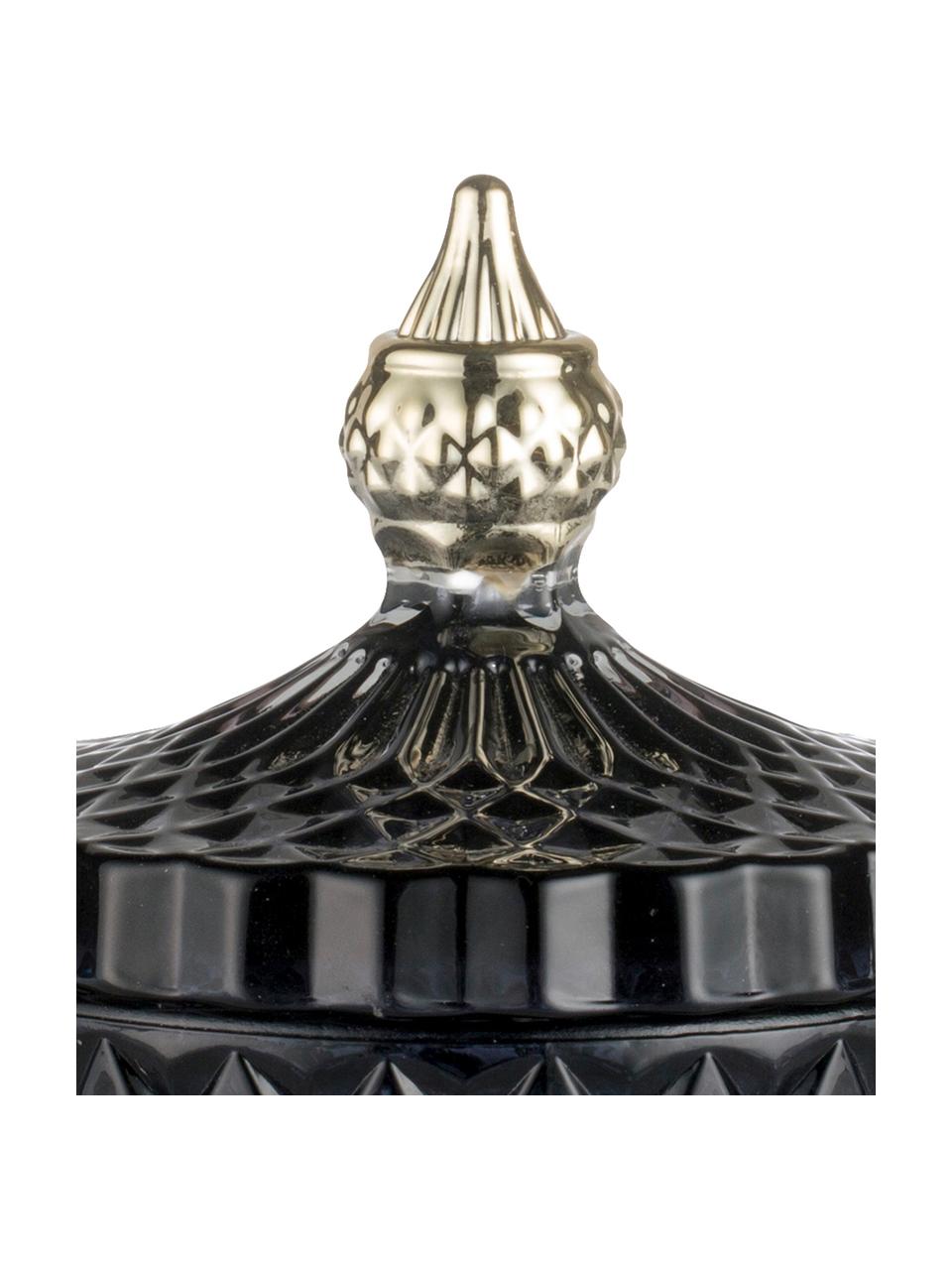 Bote decorativo pequeño Miya, Vidrio, Negro, dorado, Ø 9 x Al 11 cm