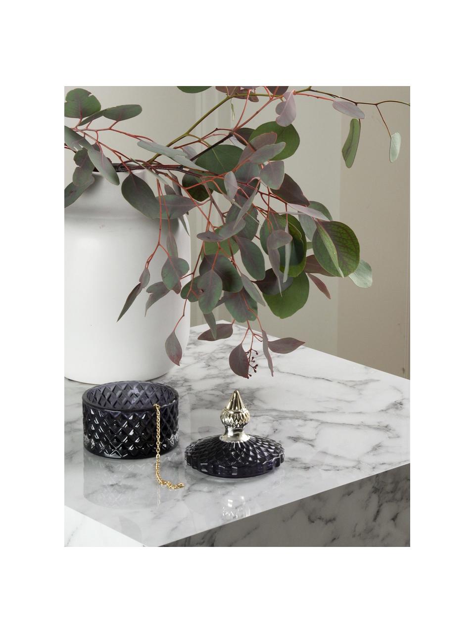 Bote decorativo pequeño Myan, Vidrio, Negro, dorado, Ø 9 x Al 11 cm