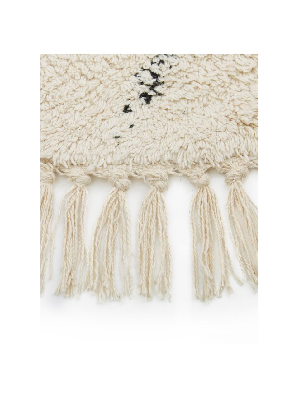 Tapis rond en coton tufté main Bina, Beige, noir, Ø 200 cm