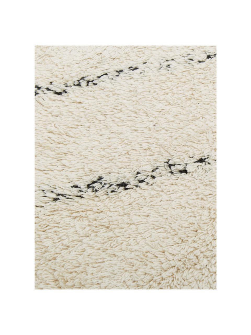 Alfombra redonda artesanal de algodón Bina, Parte superior: 100% algodón, Reverso: látex, Beige, negro, Ø 200 cm