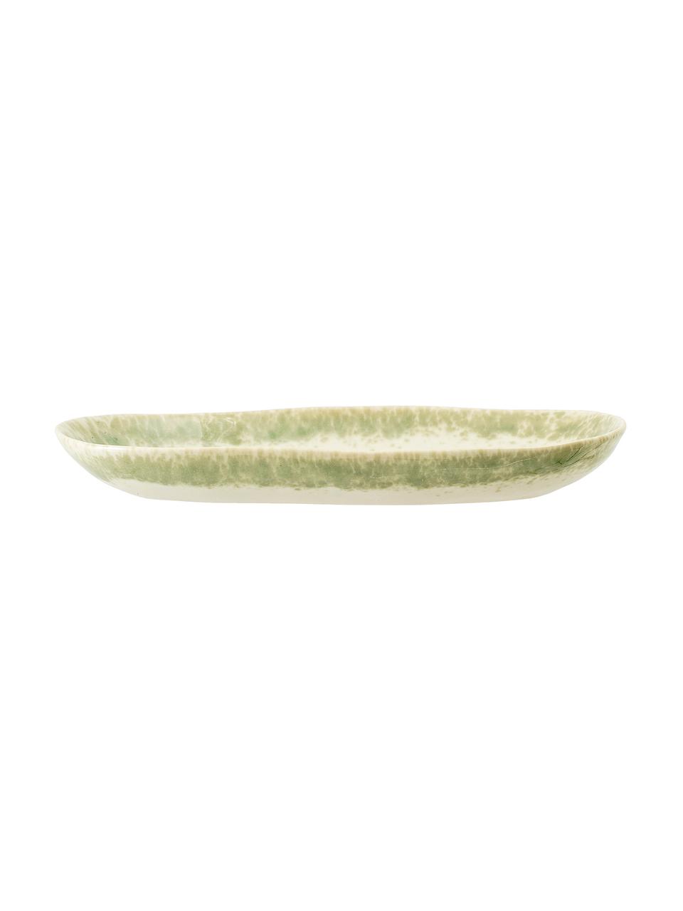 Fuente artesanal Paula, Gres, Verde, beige, L 24 x An 13 cm