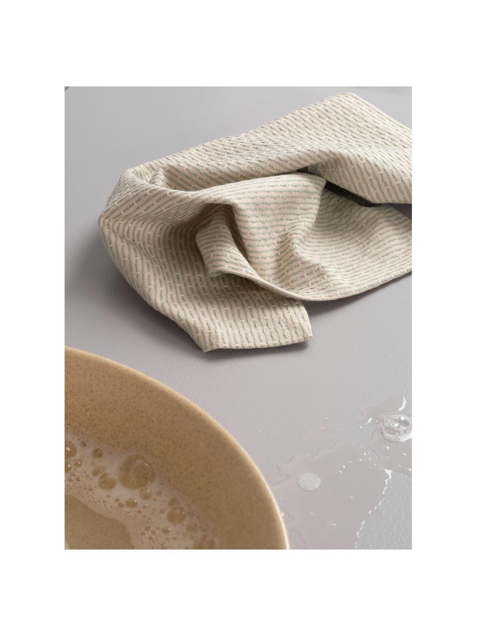 Ręcznik kuchenny z bawełny organicznej Joseph, 100% bawełna organiczna z certyfikatem GOTS, Jasny beżowy, miętowy zielony, S 30 x D 35 cm
