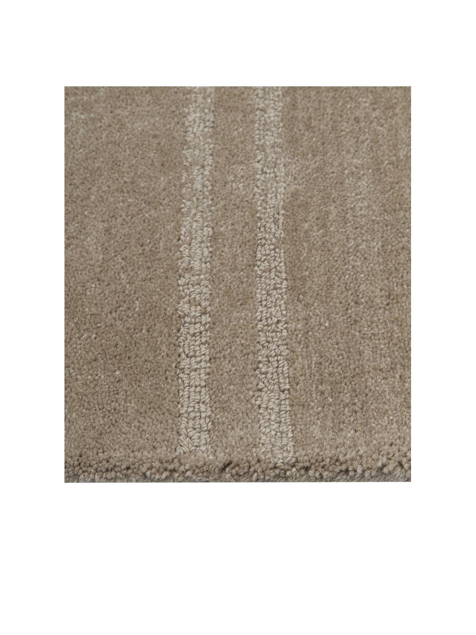 Wollen vloerkleed Alan in taupe, handgetuft, Onderzijde: 100% katoen Bij wollen vl, Taupe, met patroon, B 80 x L 150 cm (maat XS)