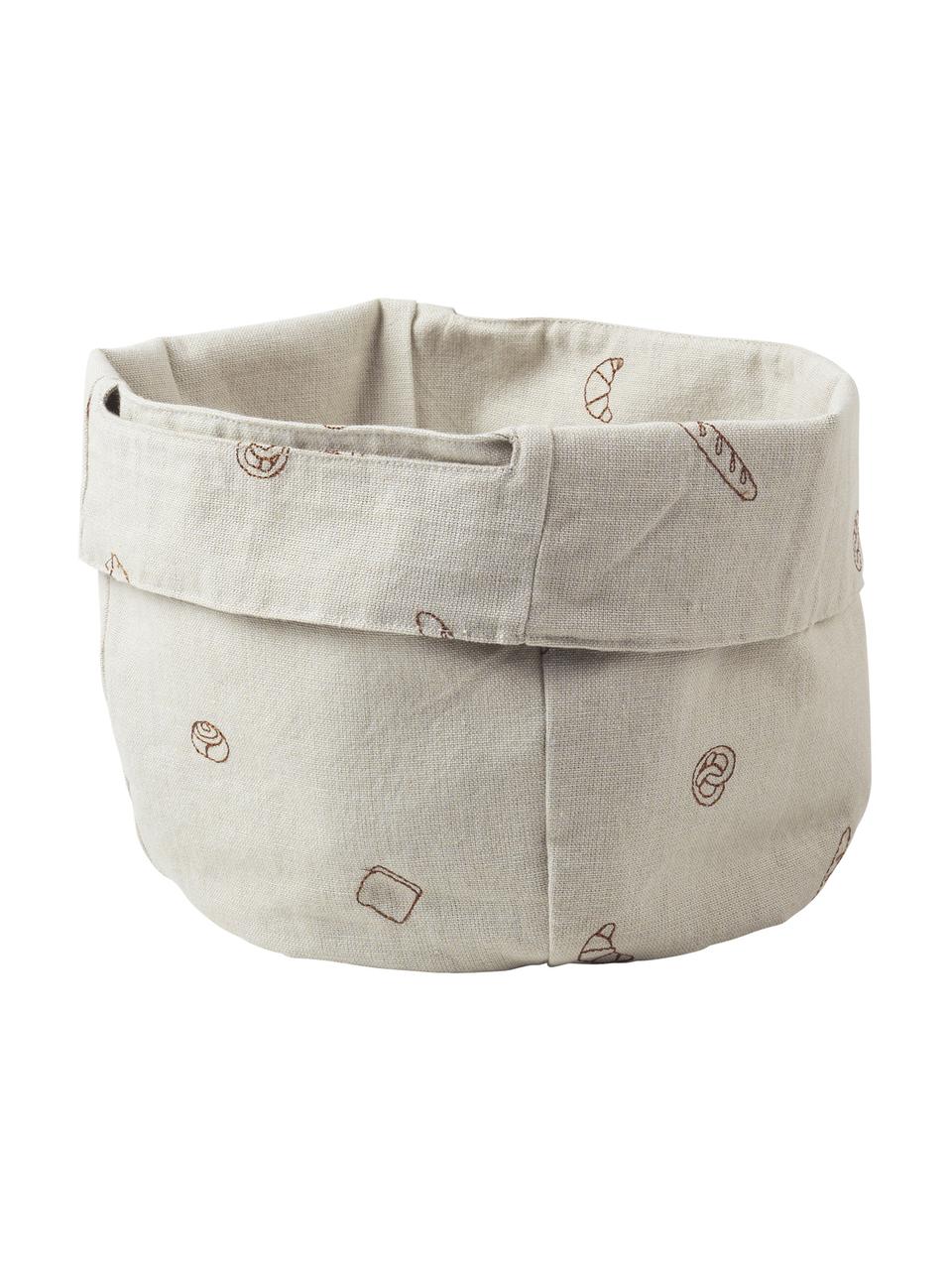 Baumwoll-Brotbeutel Bread mit Gebäck-Muster, 100 % Baumwolle, Beige, Braun, Ø 22 x H 22 cm