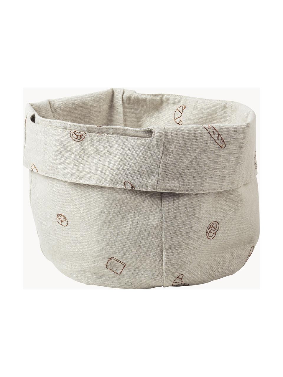 Sac à pain en coton avec motif de pâtisserie Bread, 100 % coton, Beige, brun, Ø 22 x haut. 22 cm