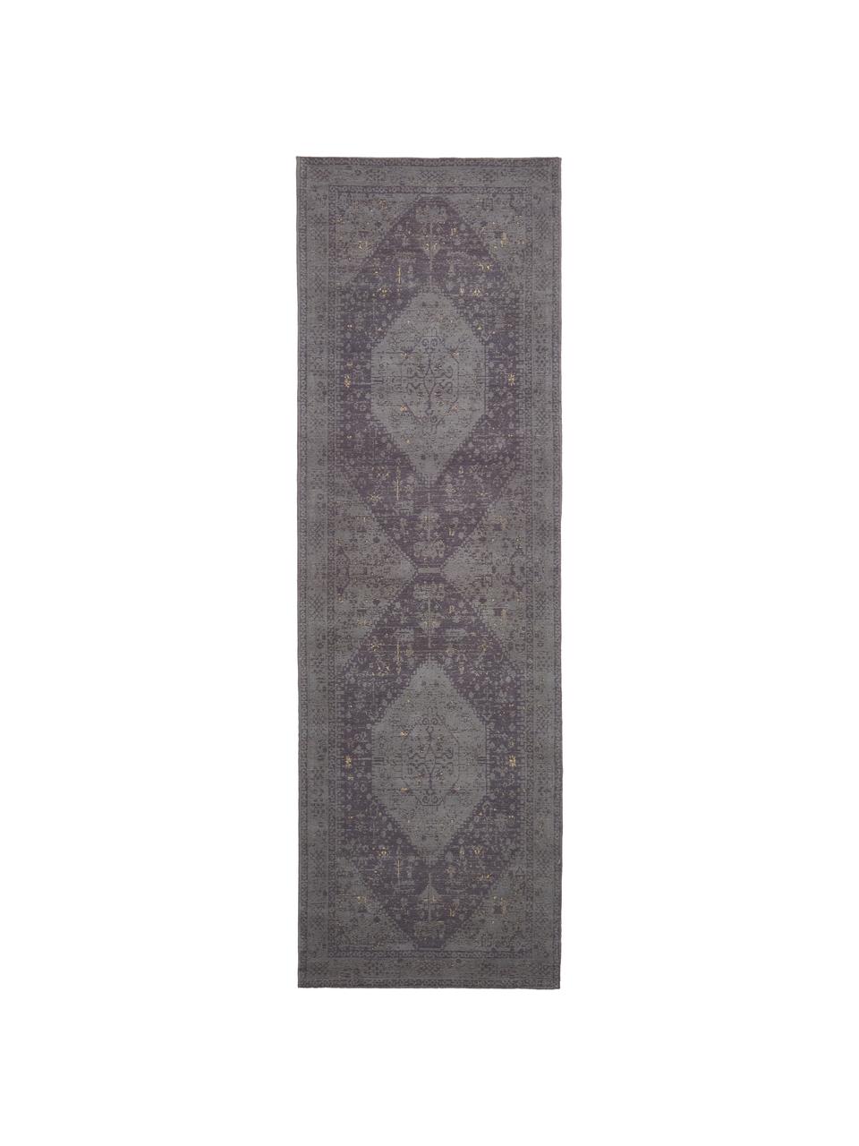 Ručne tkaný ženilkový behúň vo vintage štýle Neapel, Sivá, Š 80 x D 250 cm