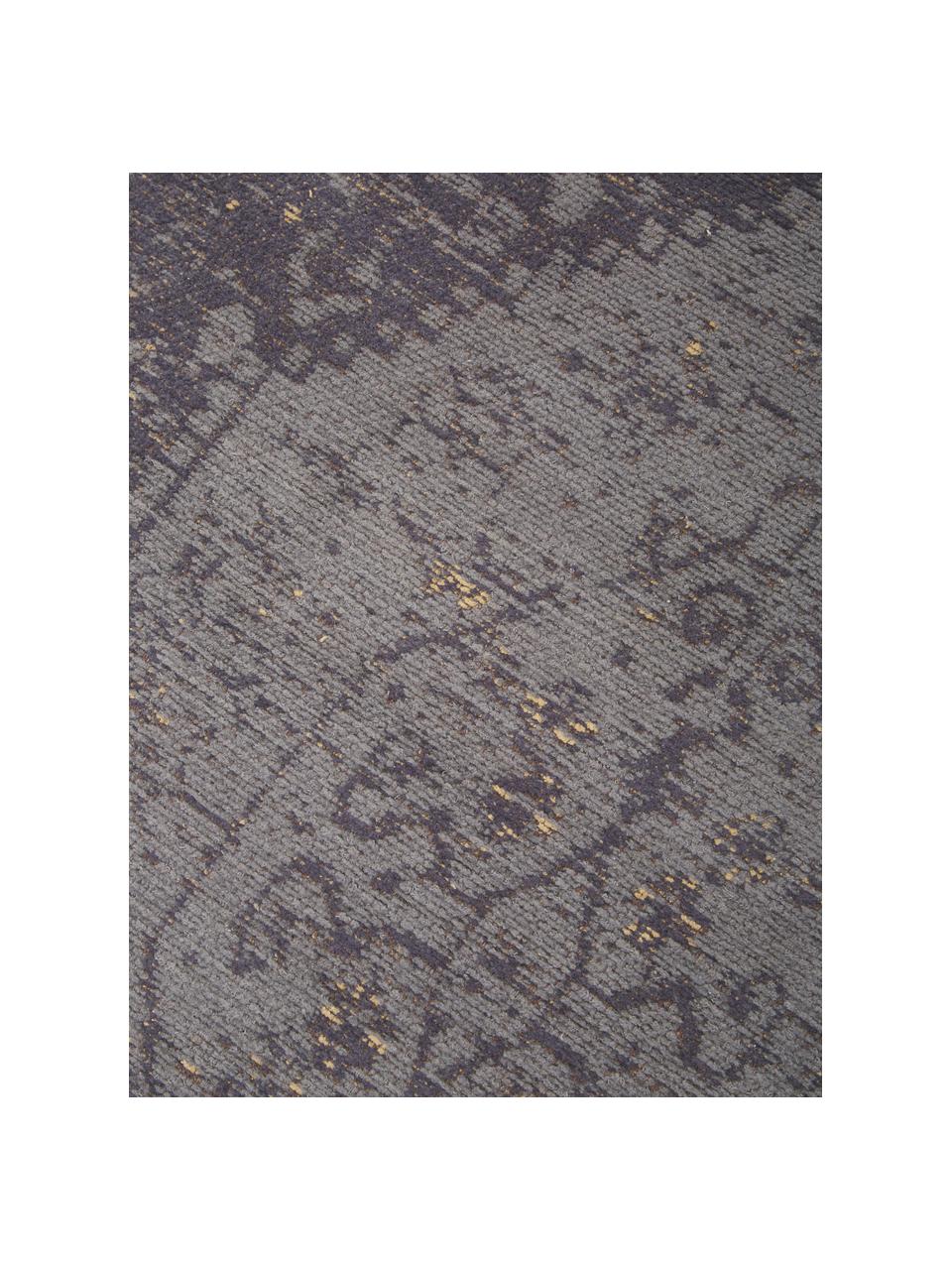 Handgewebter Chenilleläufer Neapel im Vintage Style, Flor: 95% Baumwolle, 5% Polyest, Grau, B 80 x L 250 cm