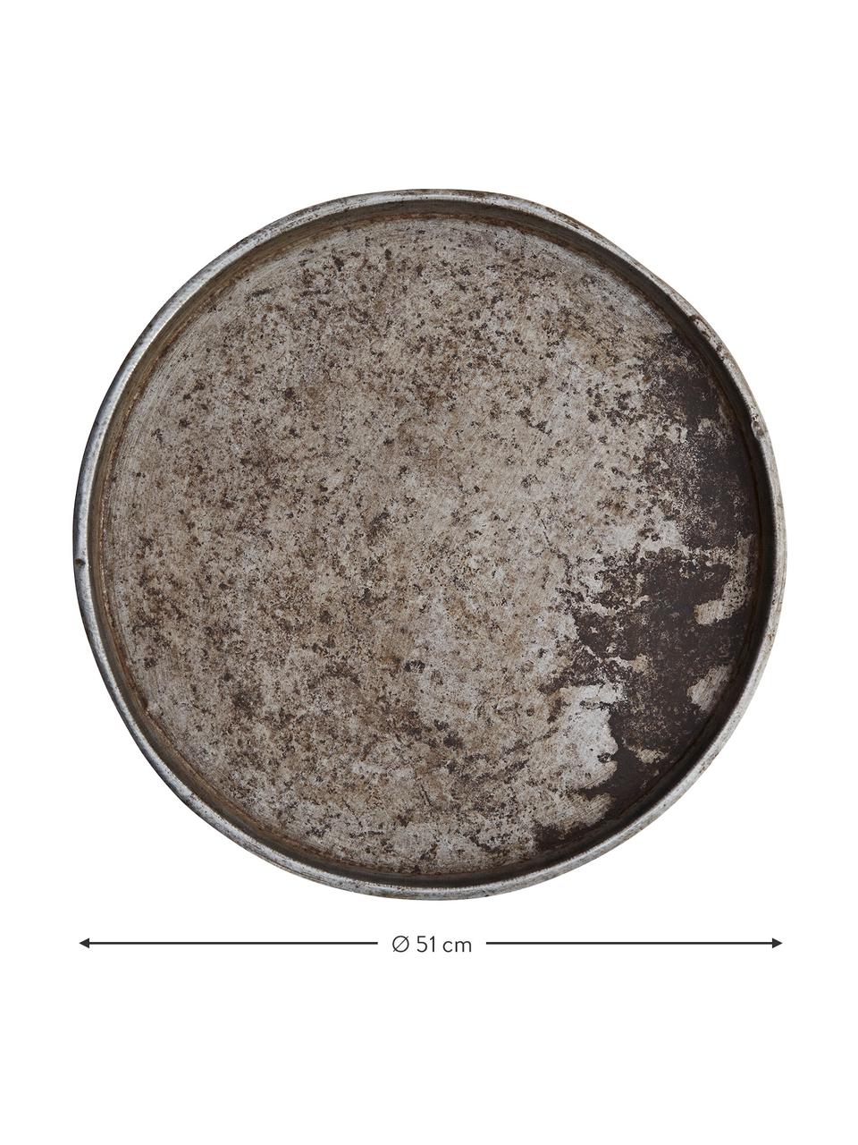 Deko-Tablett Cesar aus recyceltem Metall mit Antik-Finish, Stahl, recycelt, Silberfarben, Ø 51 cm