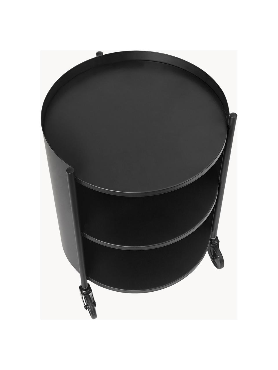 Caisson roulant rond Eve, Acier, revêtement par poudre, Noir, mat, Ø 40 x haut. 53 cm