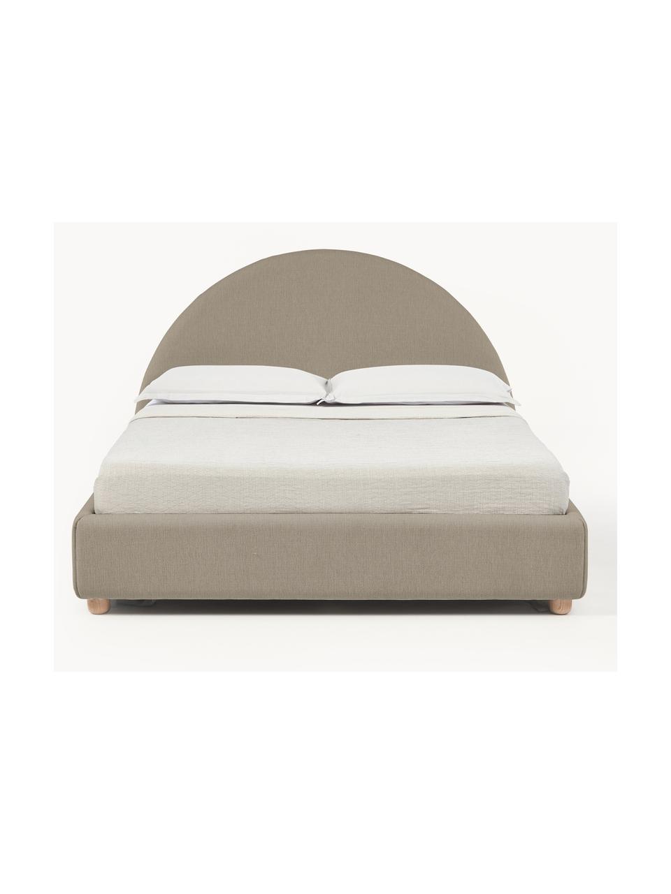 Cama tapizada Ebba, con espacio de almacenamiento, Tapizado: 100% polipropileno Alta r, Estructura: madera de pino maciza y p, Patas: madera de pino macizo, Tejido gris, An 140 x L 200 cm