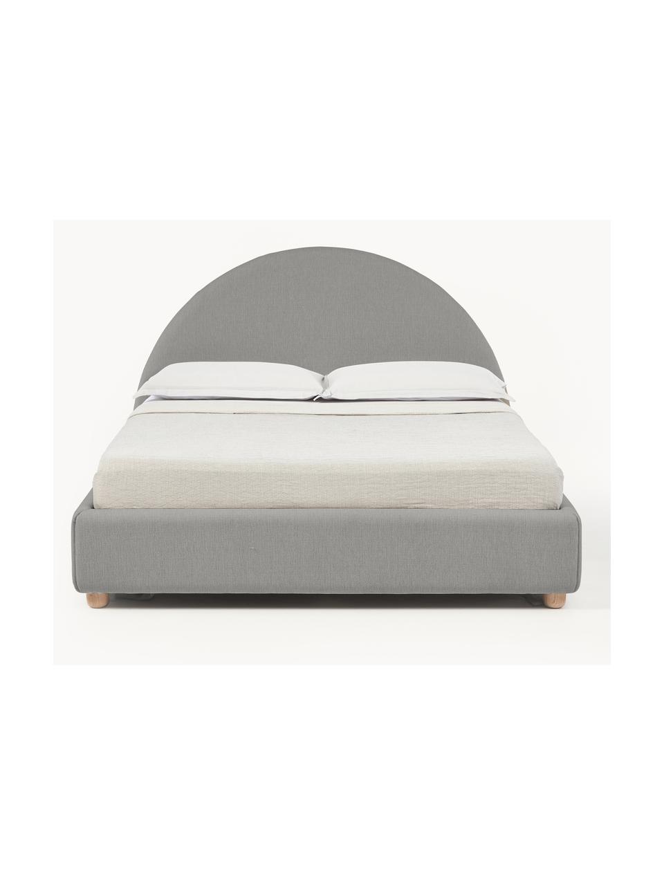 Cama tapizada Ebba, con espacio de almacenamiento, Tapizado: 100% polipropileno Alta r, Patas: metal con pintura en polv, Patas: madera de pino macizo Est, Tejido gris, An 140 x L 200 cm