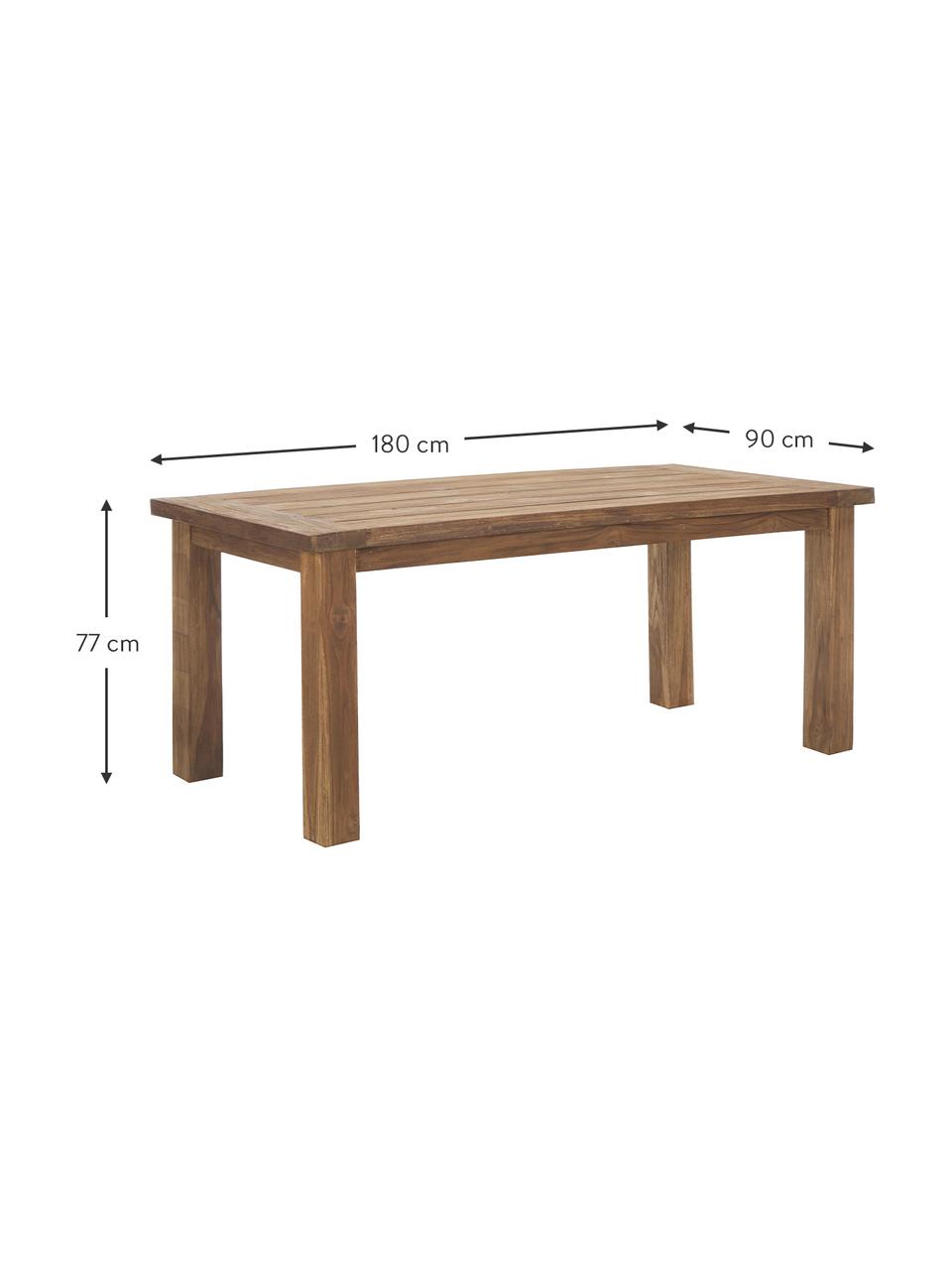 Massief houten eettafel Bois, Onbehandeld massief teakhout, Teakhout, B 180 x D 90 cm