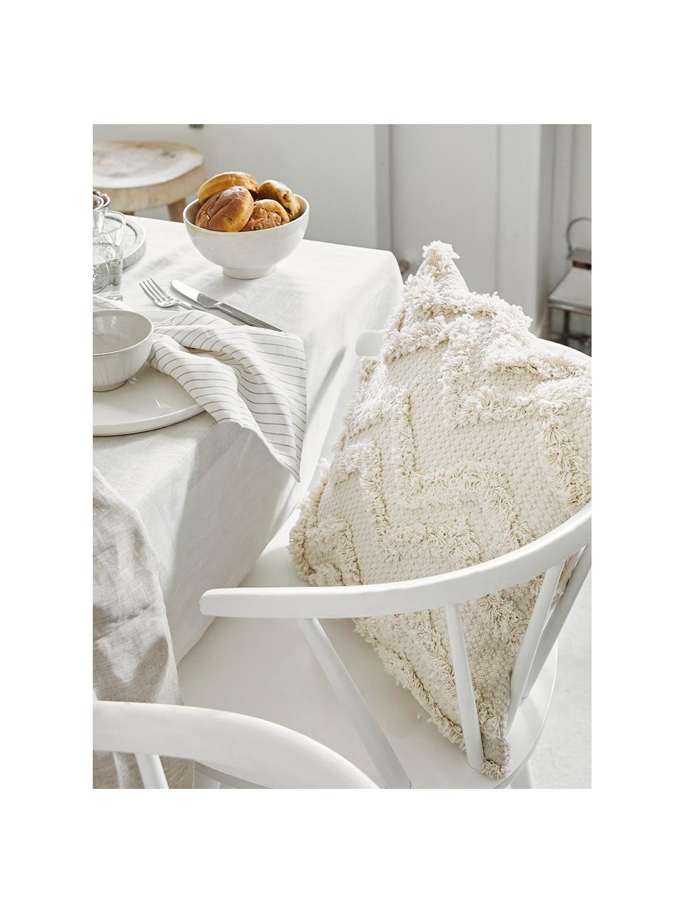 Poszewka na poduszkę w stylu boho Akesha, 100% bawełna, Ecru, S 45 x D 45 cm