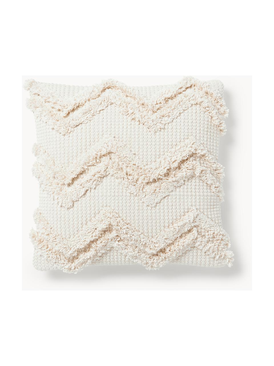 Cojines de asiento de algodón con diseño capitoné en zigzag Akesha, 2 uds., Blanco Off White, An 45 x L 45 cm